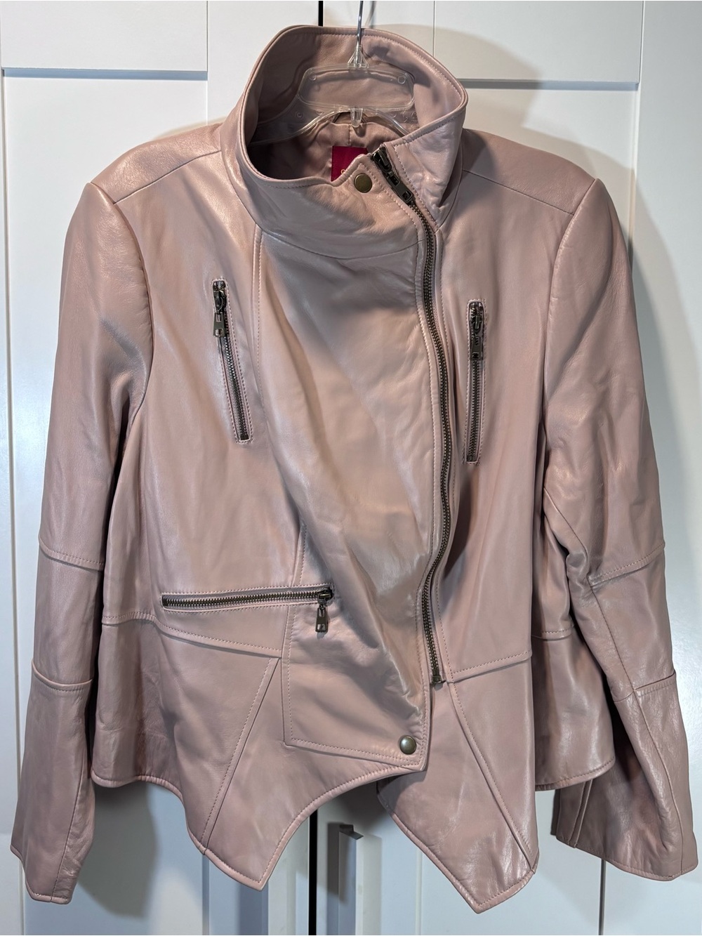 GILI Genuine Leather Moto Jacket Womens 24W Blush Pink Style A256717